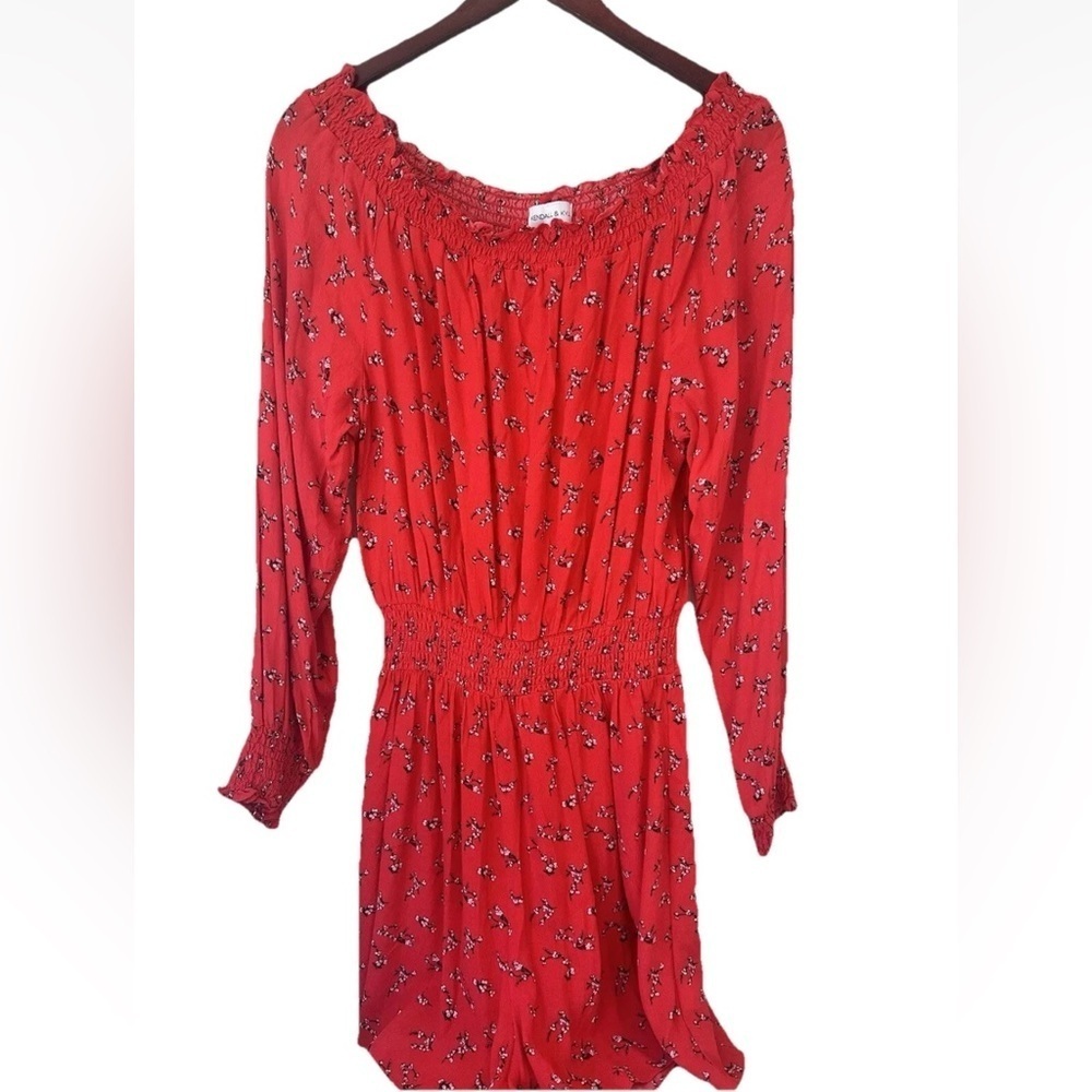 Woman’s Long Sleeve Red Romper Size X-Large Kendall & Kylie Cherry Blossom - Picture 2 of 10